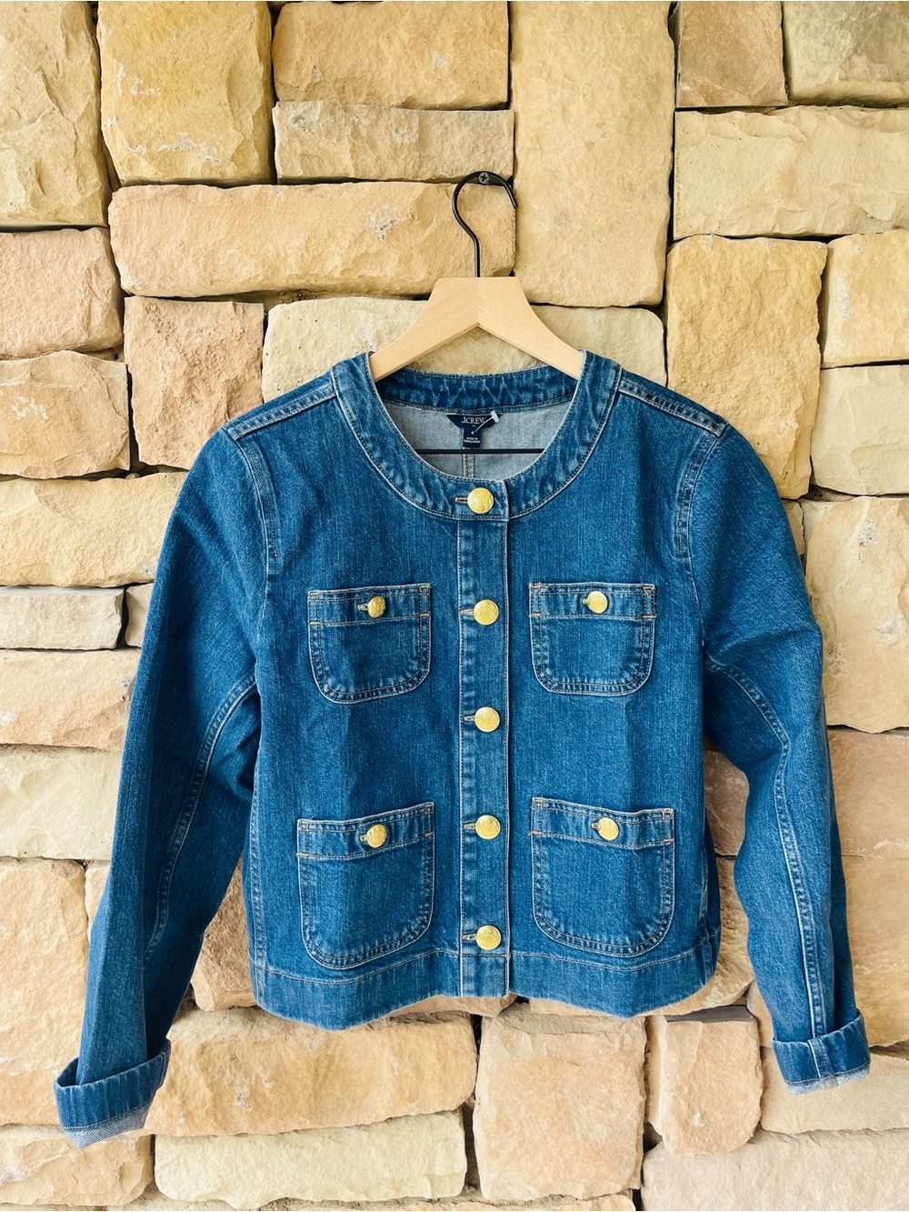 J. Crew Denim Jacket Gold Buttons NWT